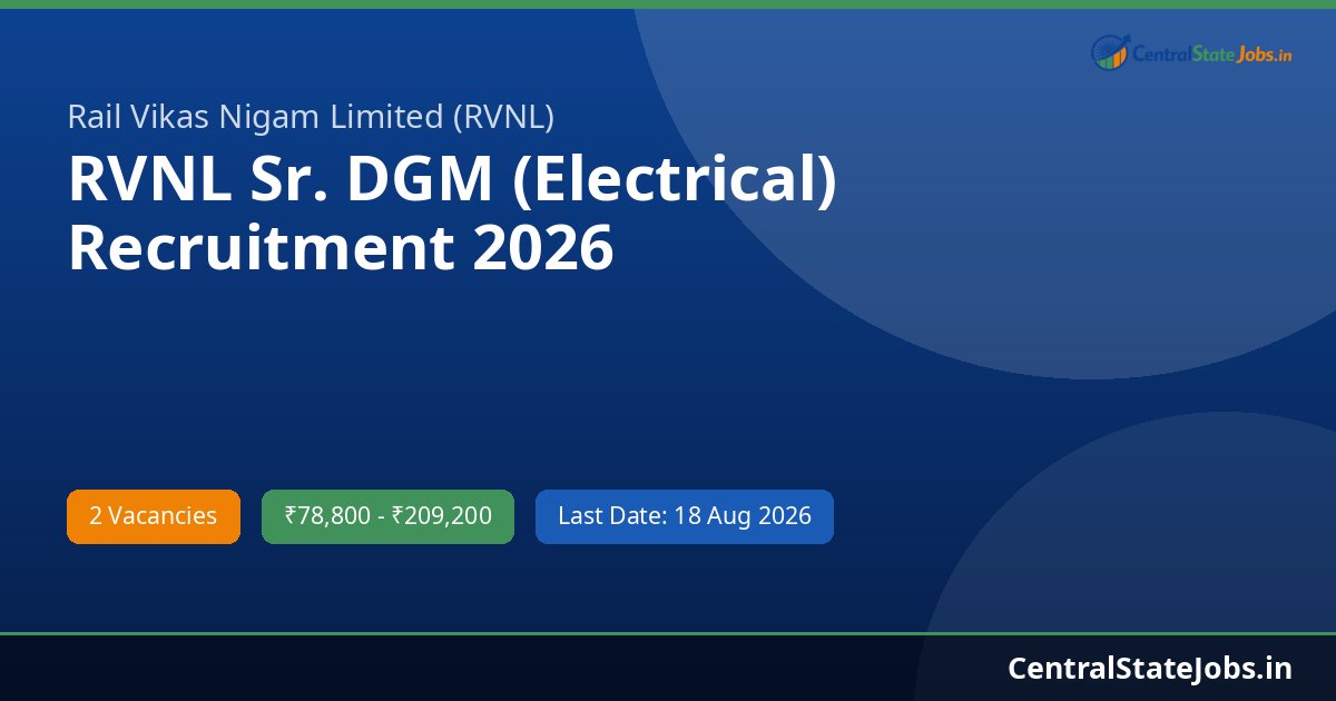 RVNL Sr. DGM (Electrical) Recruitment 2026