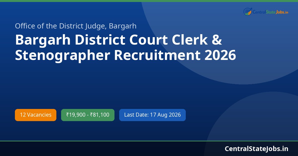Bargarh District Court Clerk & Stenographer Recruitment 2026