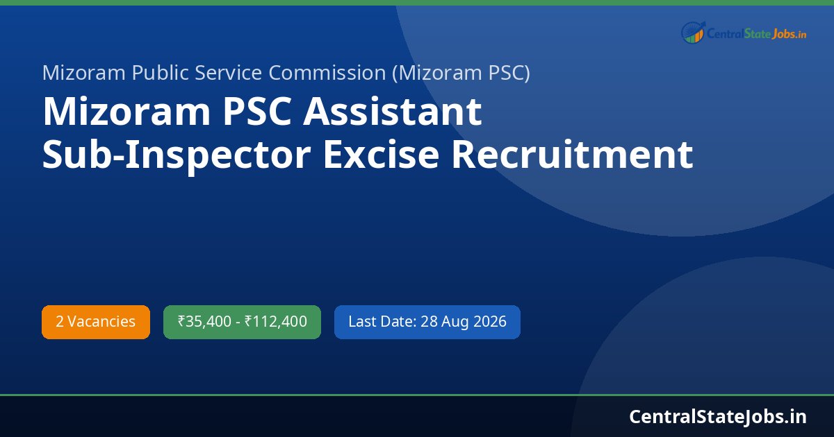 Mizoram PSC Assistant Sub-Inspector Excise Recruitment 2026
