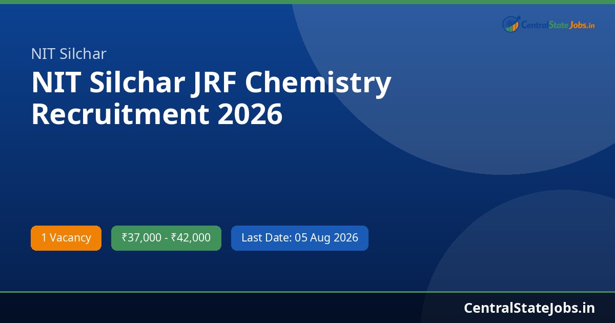 NIT Silchar JRF Chemistry Recruitment 2026