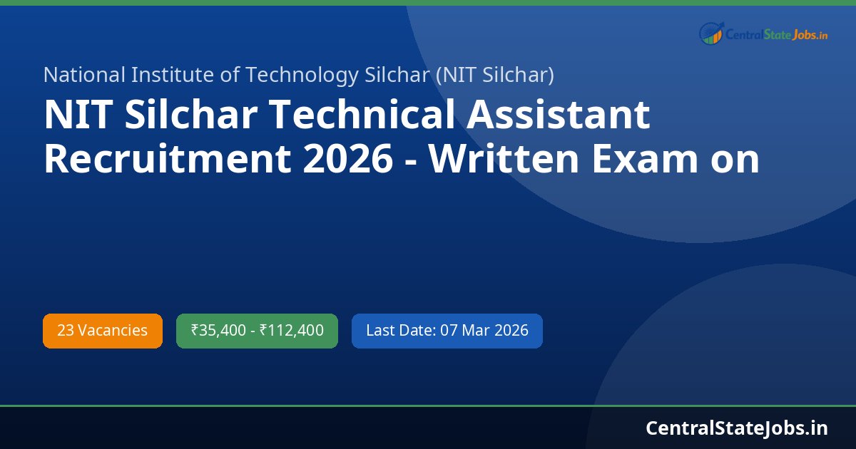 NIT Silchar Technical Assistant Recruitment 2026 - Written Exam on 7 March