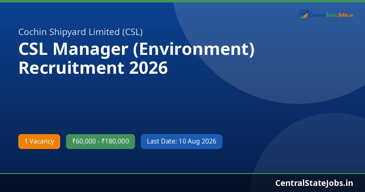 CSL Manager (Environment) Recruitment 2026