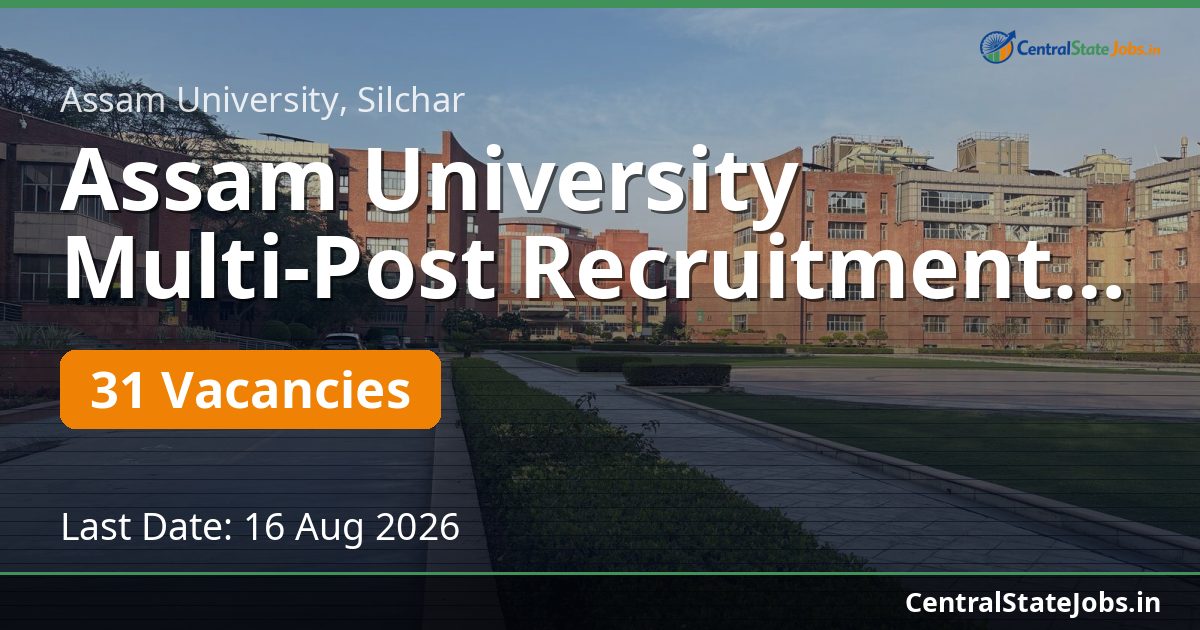 Assam University Multi-Post Recruitment 2026 — 31 Vacancies