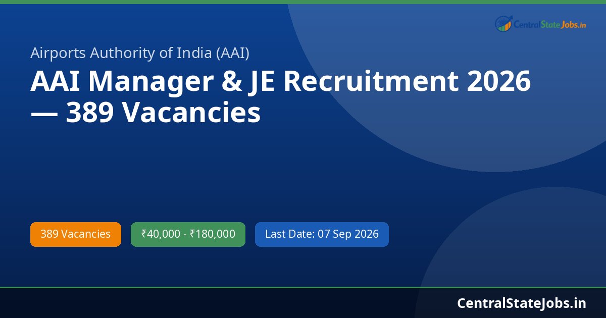 AAI Manager & JE Recruitment 2026 — 389 Vacancies