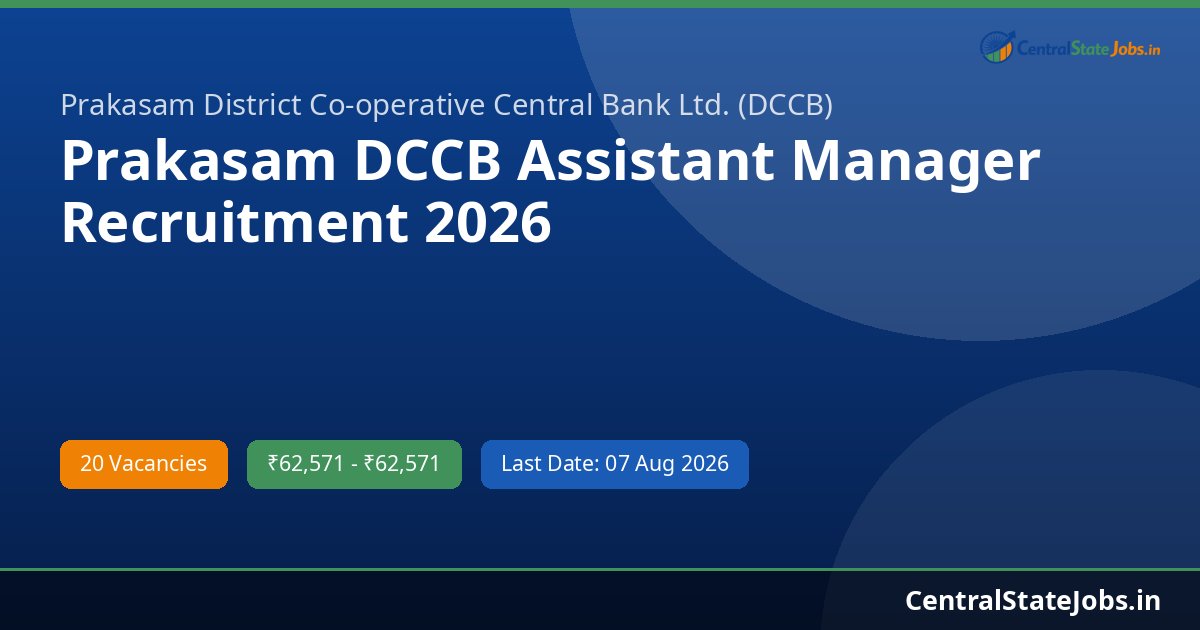 Prakasam DCCB Assistant Manager Recruitment 2026