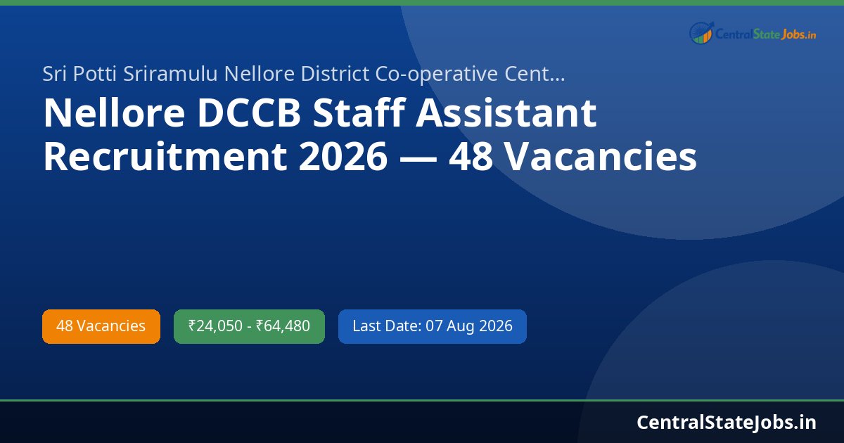 Nellore DCCB Staff Assistant Recruitment 2026 — 48 Vacancies