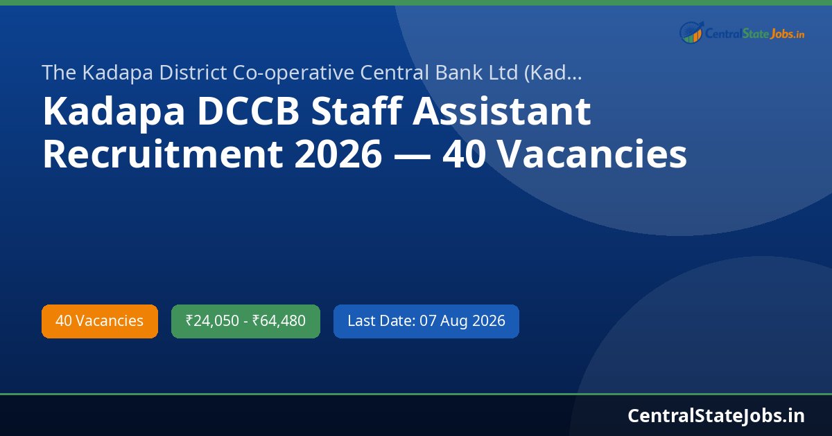 Kadapa DCCB Staff Assistant Recruitment 2026 — 40 Vacancies