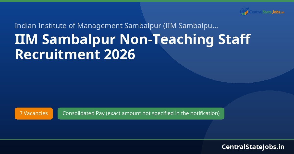 IIM Sambalpur Non-Teaching Staff Recruitment 2026