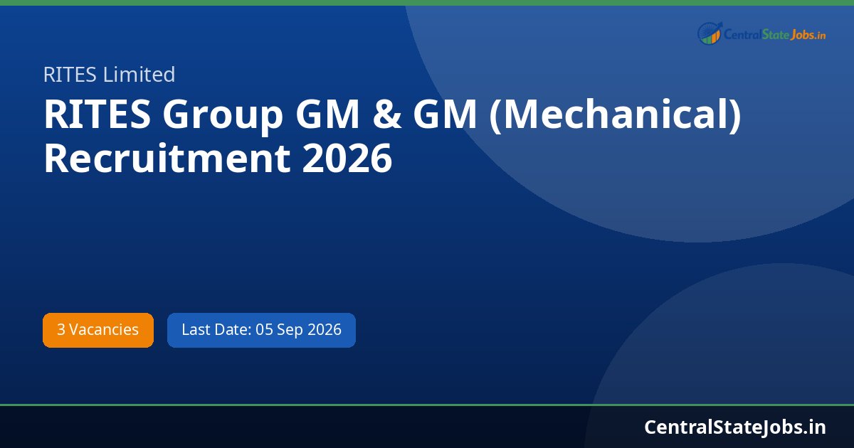 RITES Group GM & GM (Mechanical) Recruitment 2026