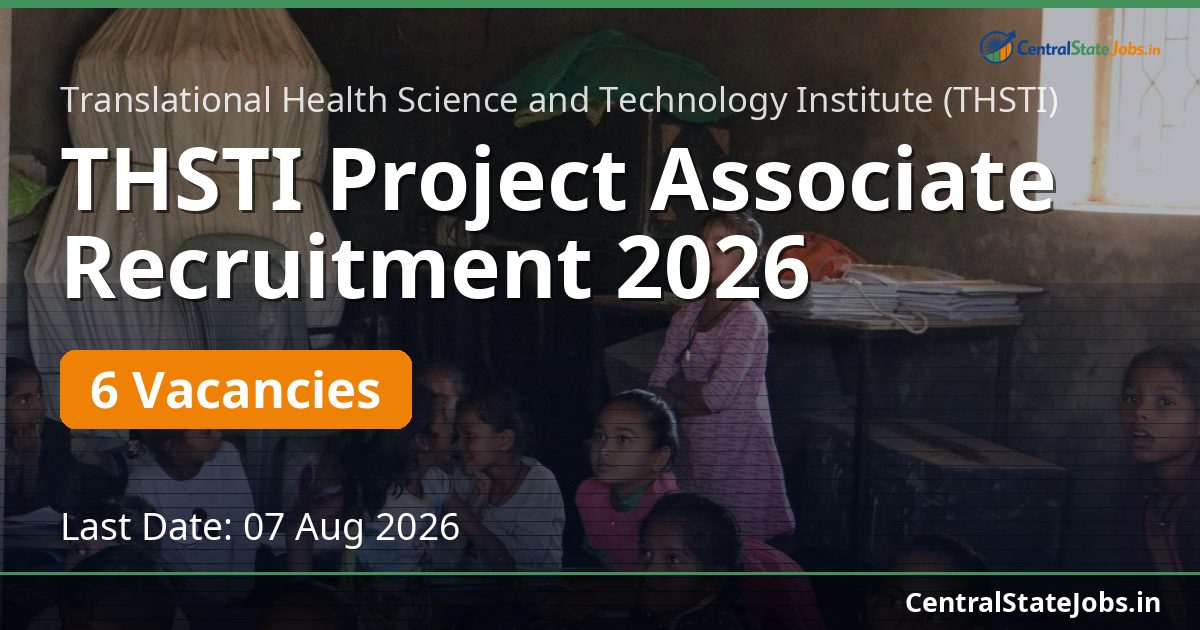 THSTI Project Associate Recruitment 2026