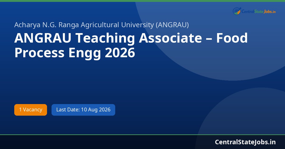 ANGRAU Teaching Associate – Food Process Engg 2026