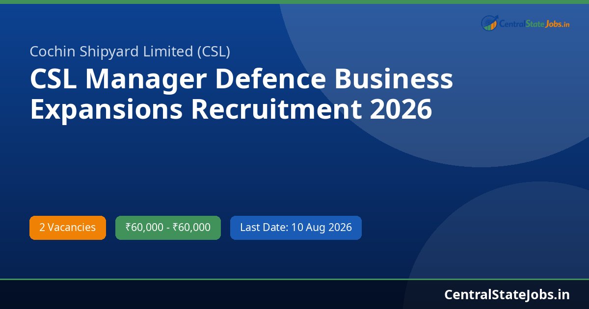 CSL Manager Defence Business Expansions Recruitment 2026