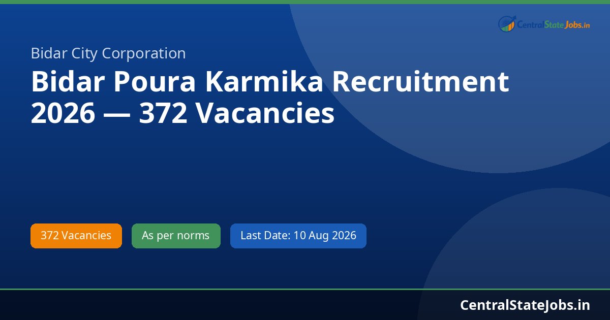 Bidar Poura Karmika Recruitment 2026 — 372 Vacancies
