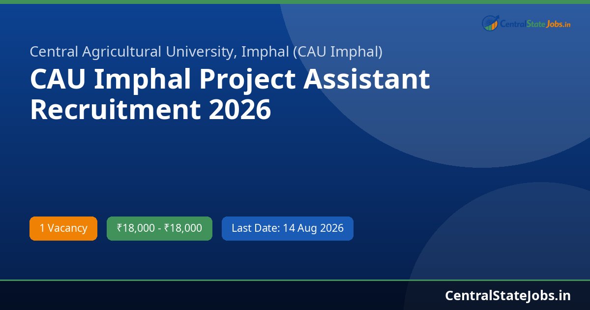 CAU Imphal Project Assistant Recruitment 2026
