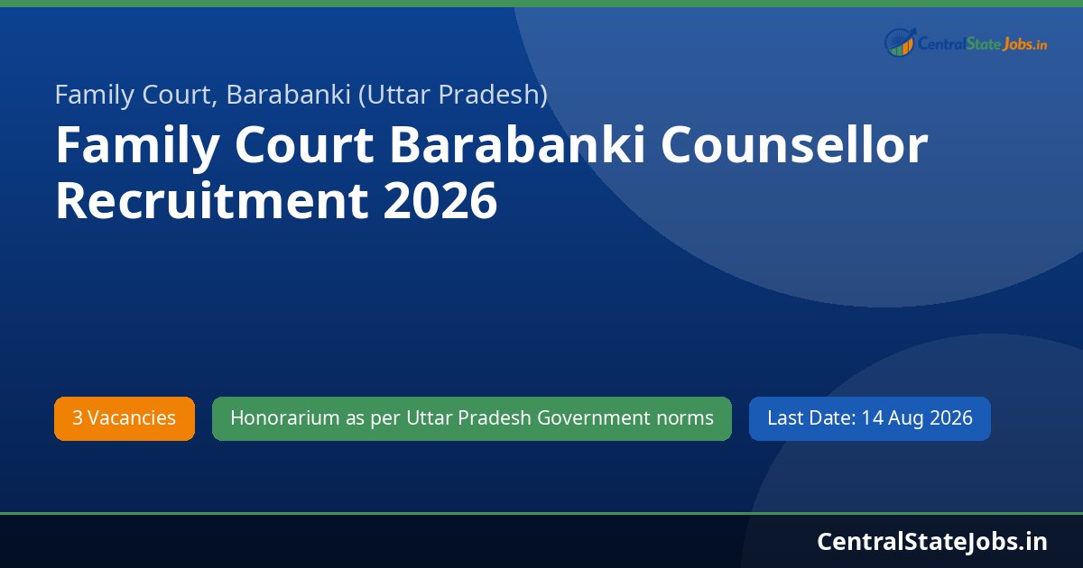 Family Court Barabanki Counsellor Recruitment 2026