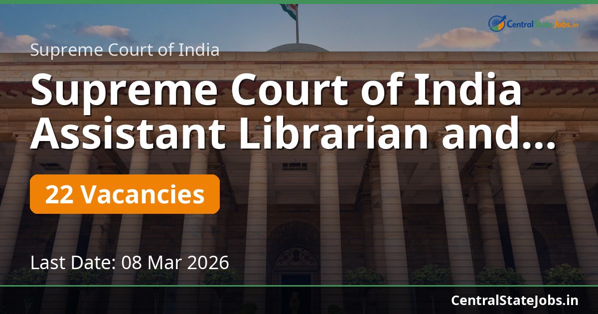 Supreme Court of India Assistant Librarian and Other Posts Recruitment 2026