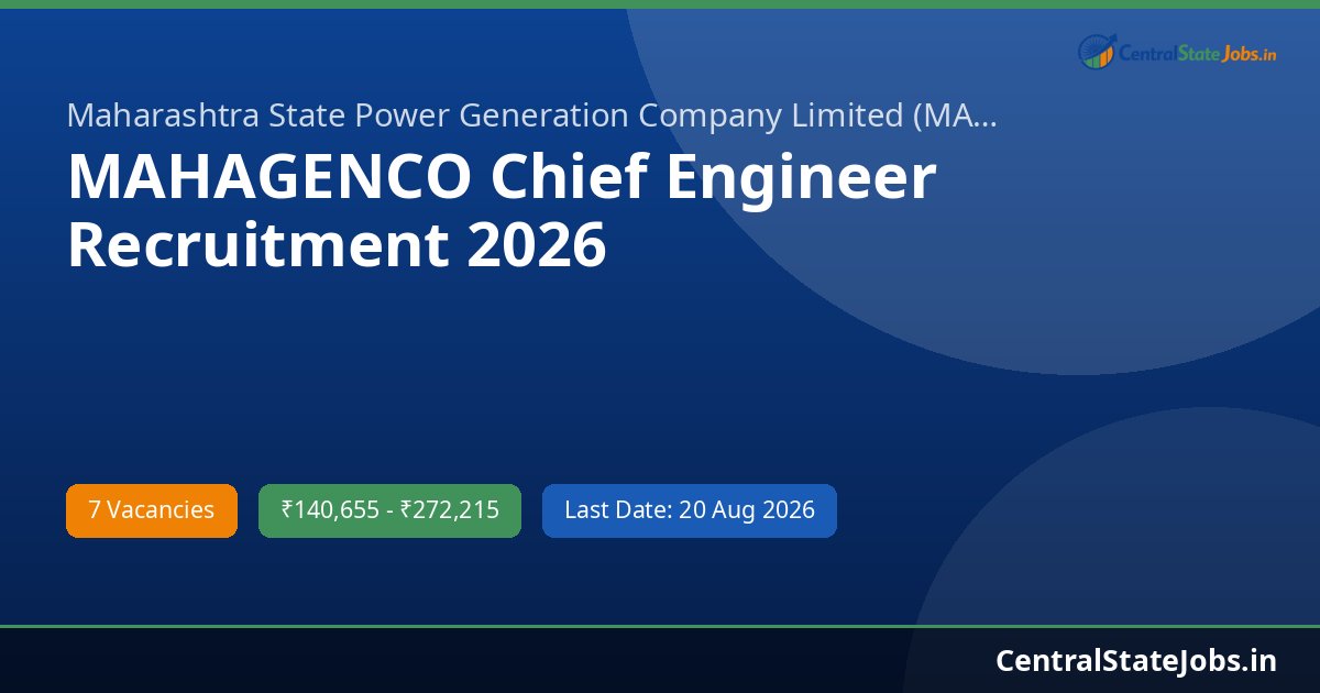 MAHAGENCO Chief Engineer Recruitment 2026