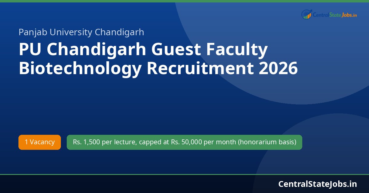 PU Chandigarh Guest Faculty Biotechnology Recruitment 2026