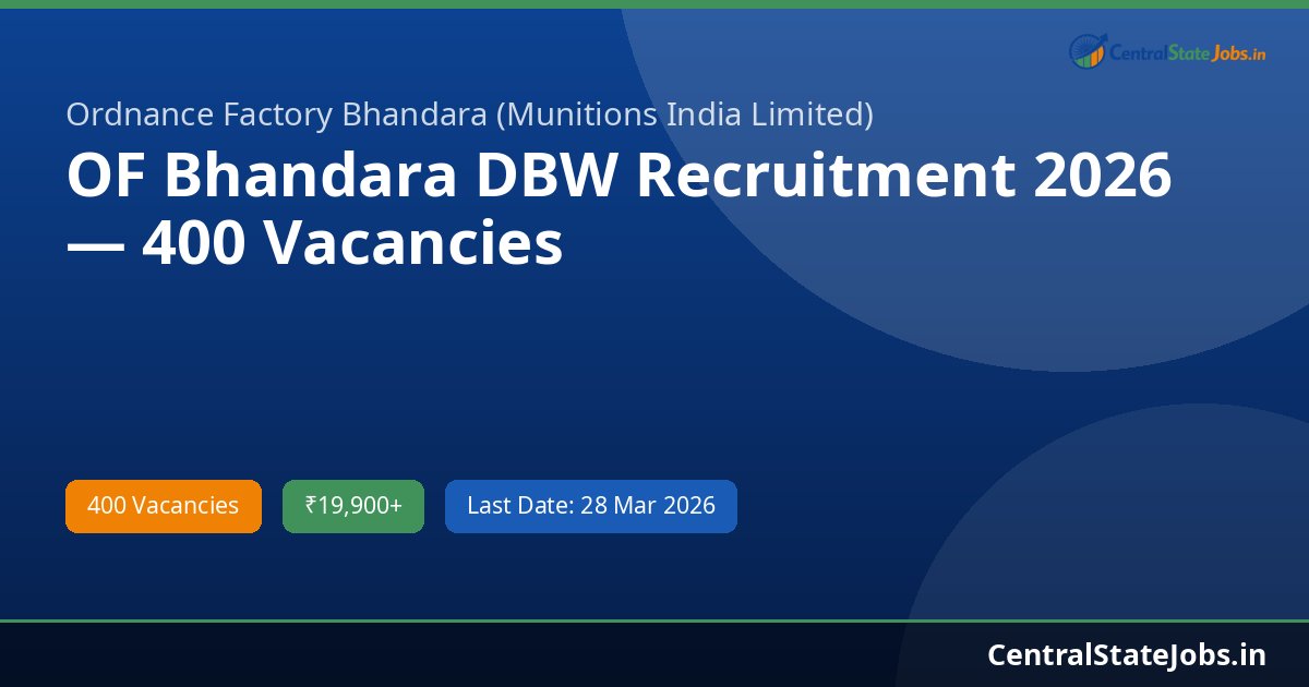 OF Bhandara DBW Recruitment 2026 — 400 Vacancies