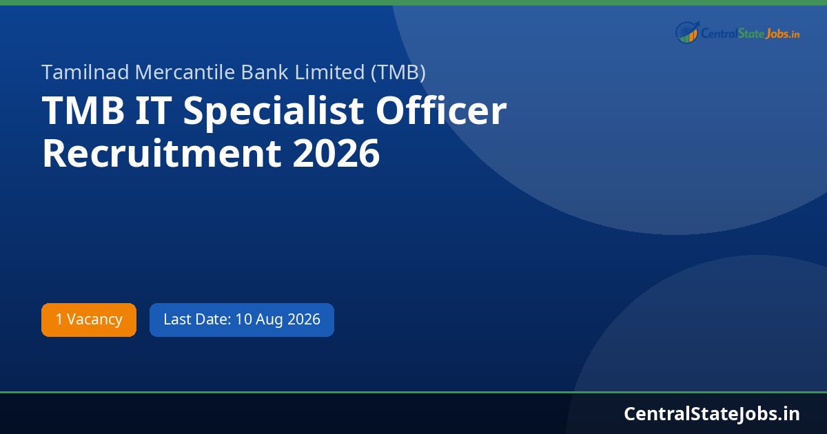 TMB IT Specialist Officer Recruitment 2026