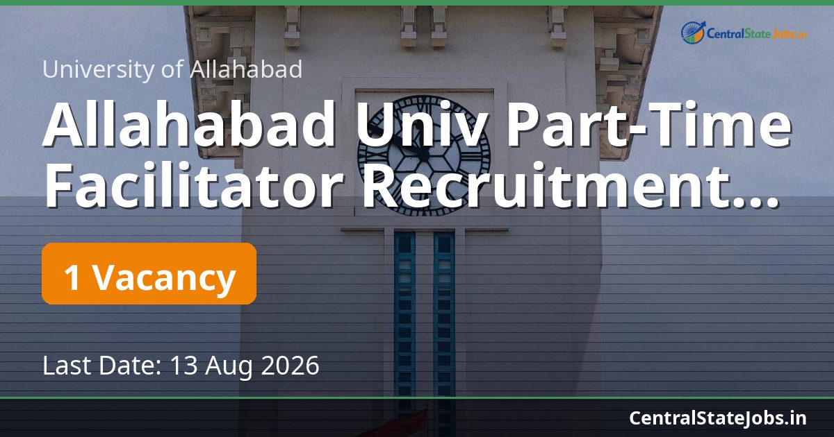 Allahabad Univ Part-Time Facilitator Recruitment 2026