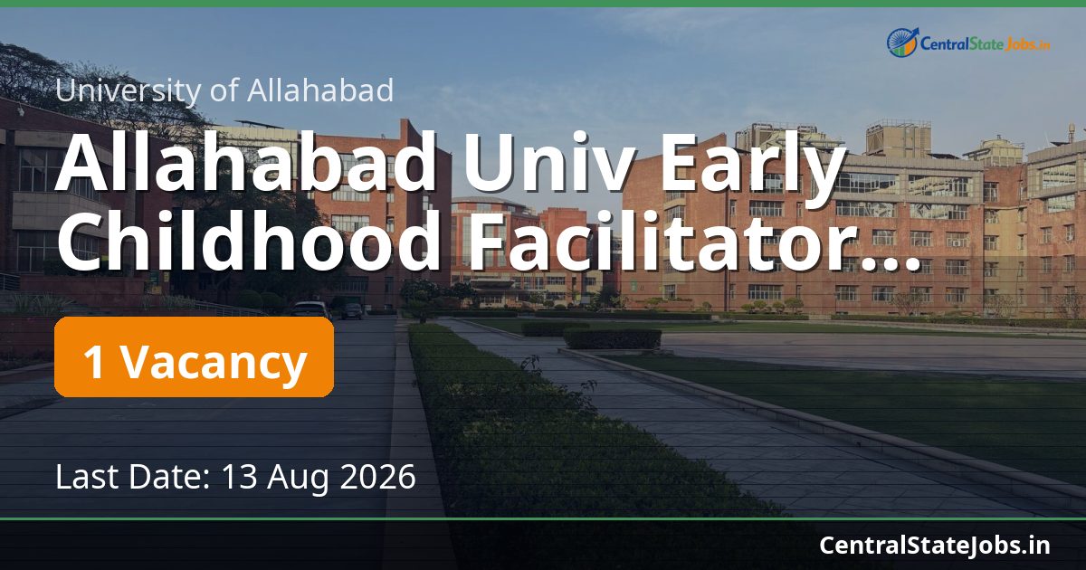 Allahabad Univ Early Childhood Facilitator Recruitment 2026
