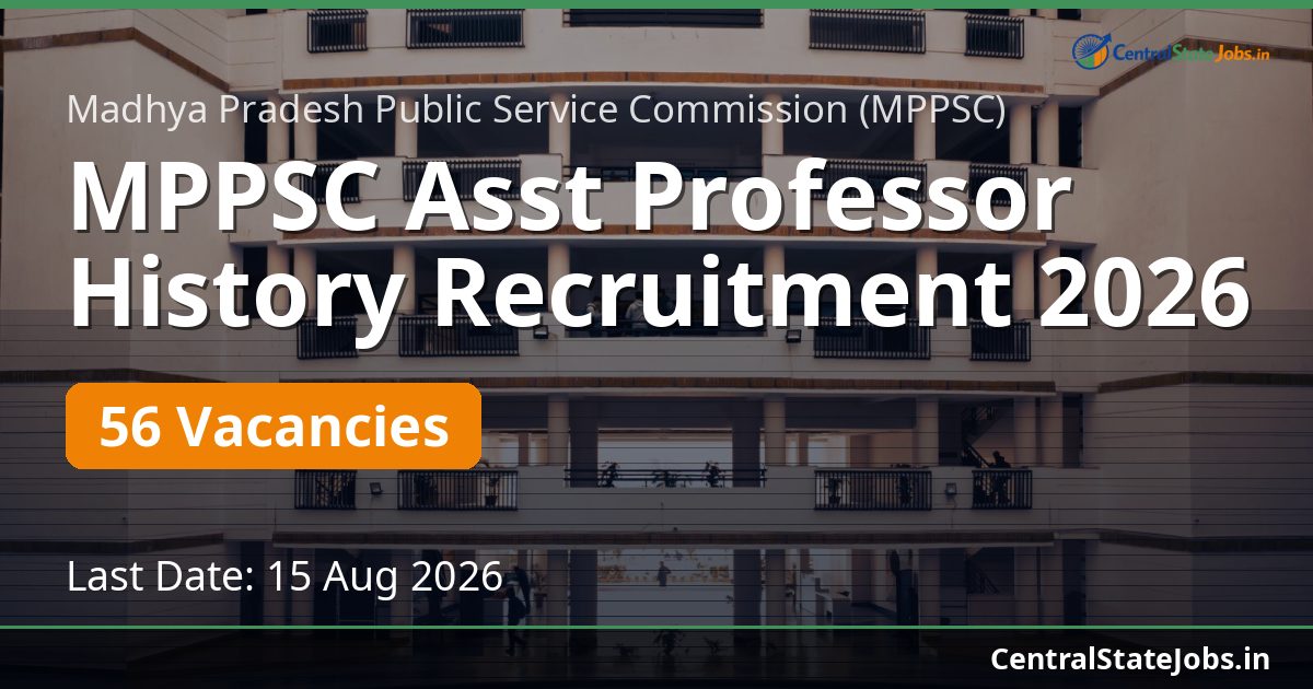 MPPSC Asst Professor History Recruitment 2026 — 56 Vacancies