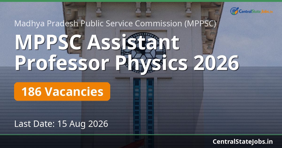 MPPSC Assistant Professor Physics 2026 — 186 Vacancies