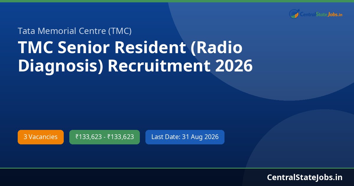 TMC Senior Resident (Radio Diagnosis) Recruitment 2026