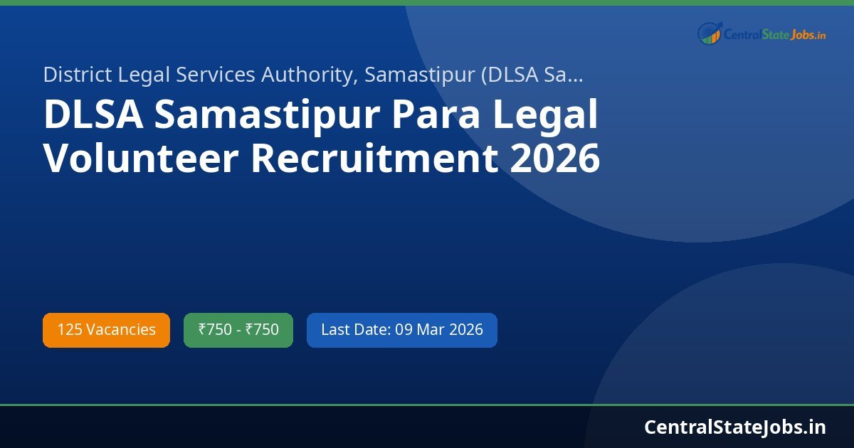 DLSA Samastipur Para Legal Volunteer Recruitment 2026