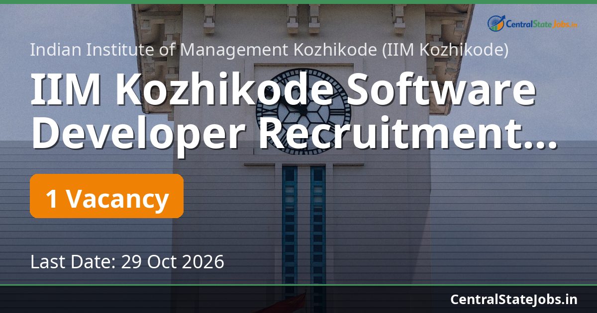 IIM Kozhikode Software Developer Recruitment 2026