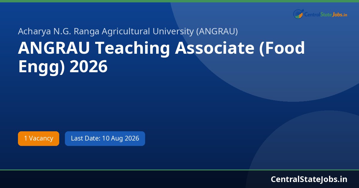 ANGRAU Teaching Associate (Food Engg) 2026