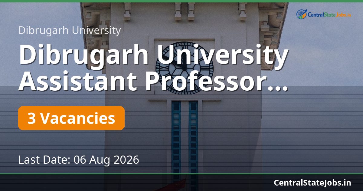 Dibrugarh University Assistant Professor Recruitment 2026