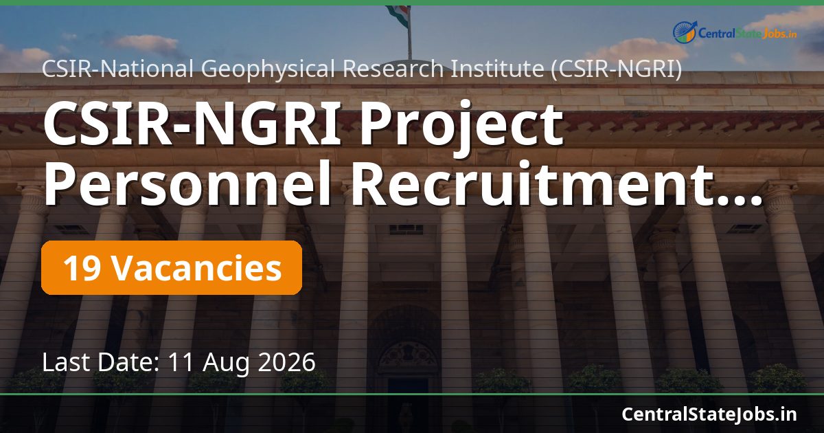 CSIR-NGRI Project Personnel Recruitment 2026