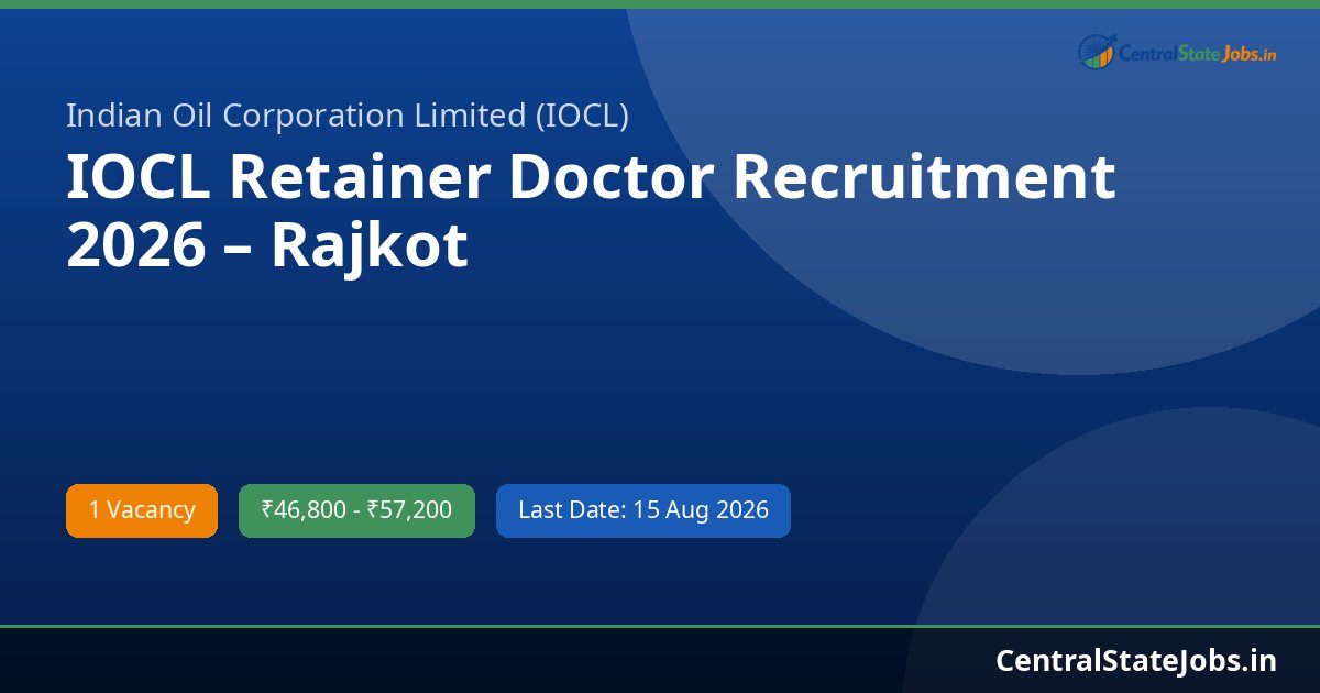 IOCL Retainer Doctor Recruitment 2026 – Rajkot