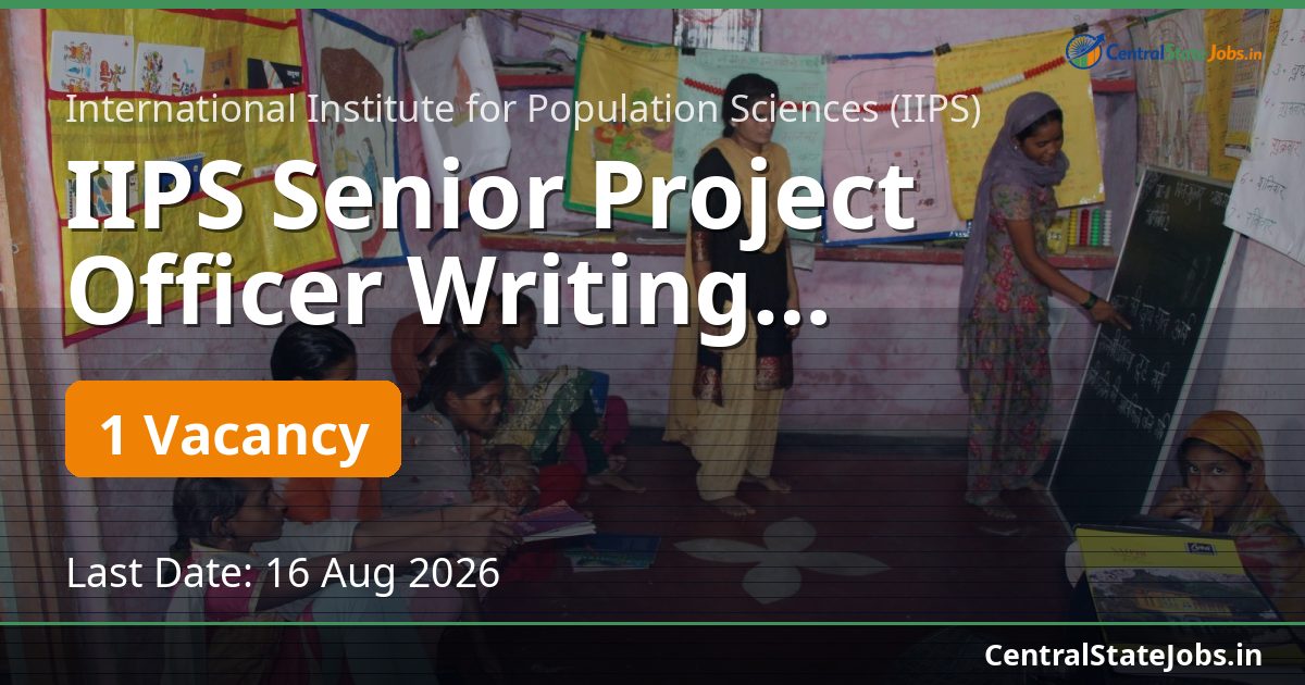 IIPS Senior Project Officer Writing Recruitment 2026
