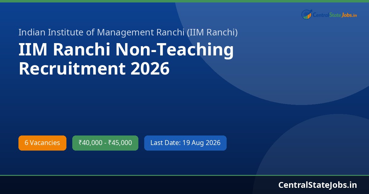 IIM Ranchi Non-Teaching Recruitment 2026