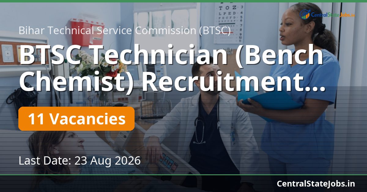BTSC Technician (Bench Chemist) Recruitment 2026