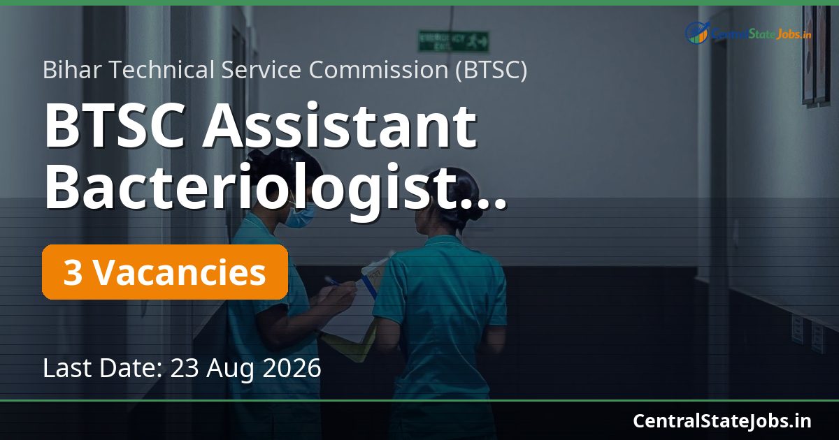 BTSC Assistant Bacteriologist Recruitment 2026