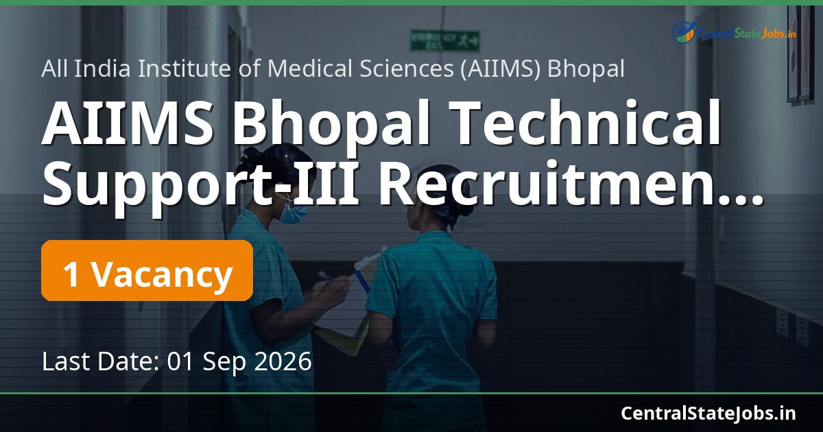 AIIMS Bhopal Technical Support-III Recruitment 2026