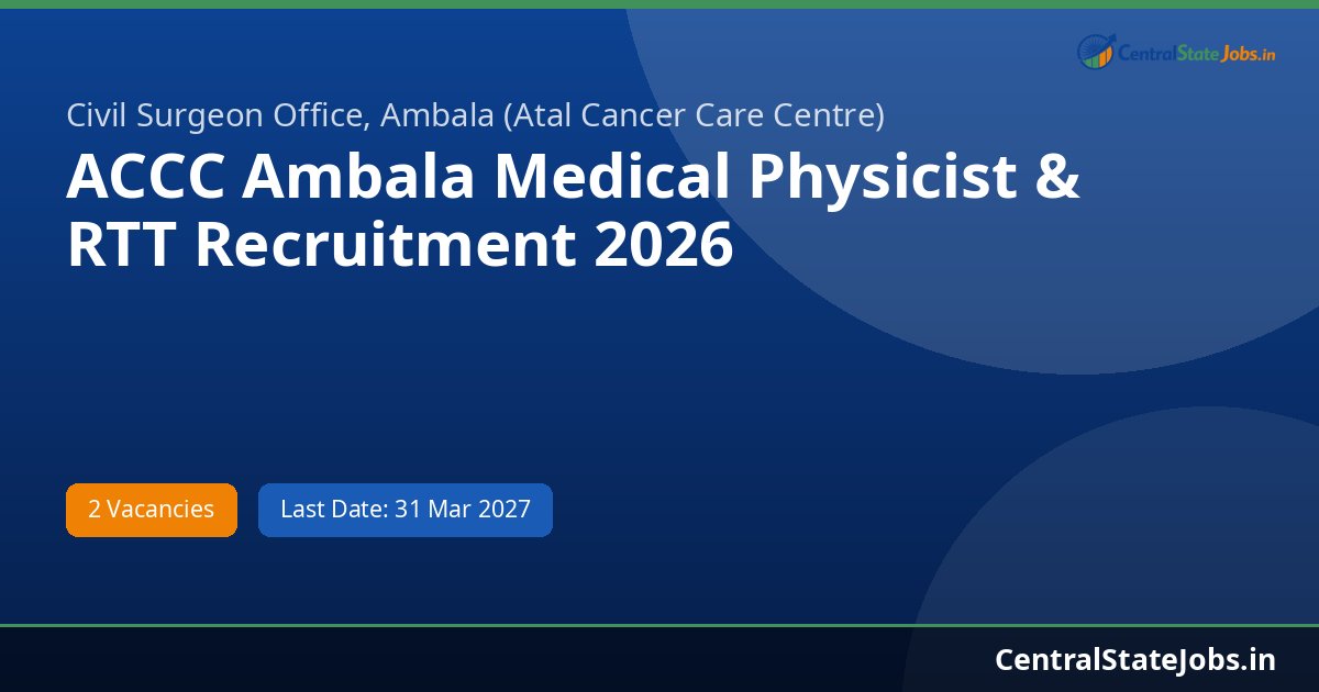 ACCC Ambala Medical Physicist & RTT Recruitment 2026