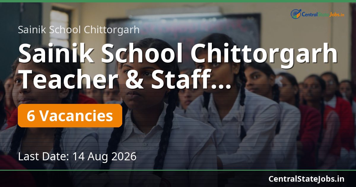 Sainik School Chittorgarh Teacher & Staff Recruitment 2026
