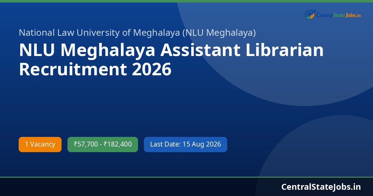 NLU Meghalaya Assistant Librarian Recruitment 2026