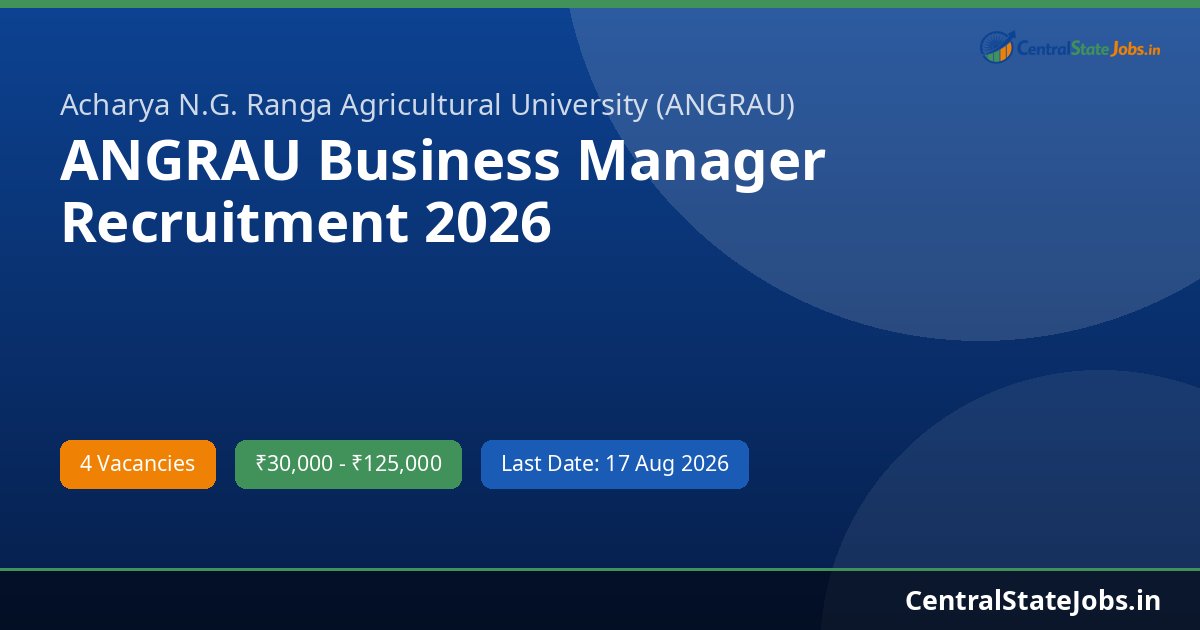 ANGRAU Business Manager Recruitment 2026