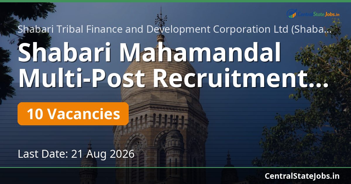Shabari Mahamandal Multi-Post Recruitment 2026