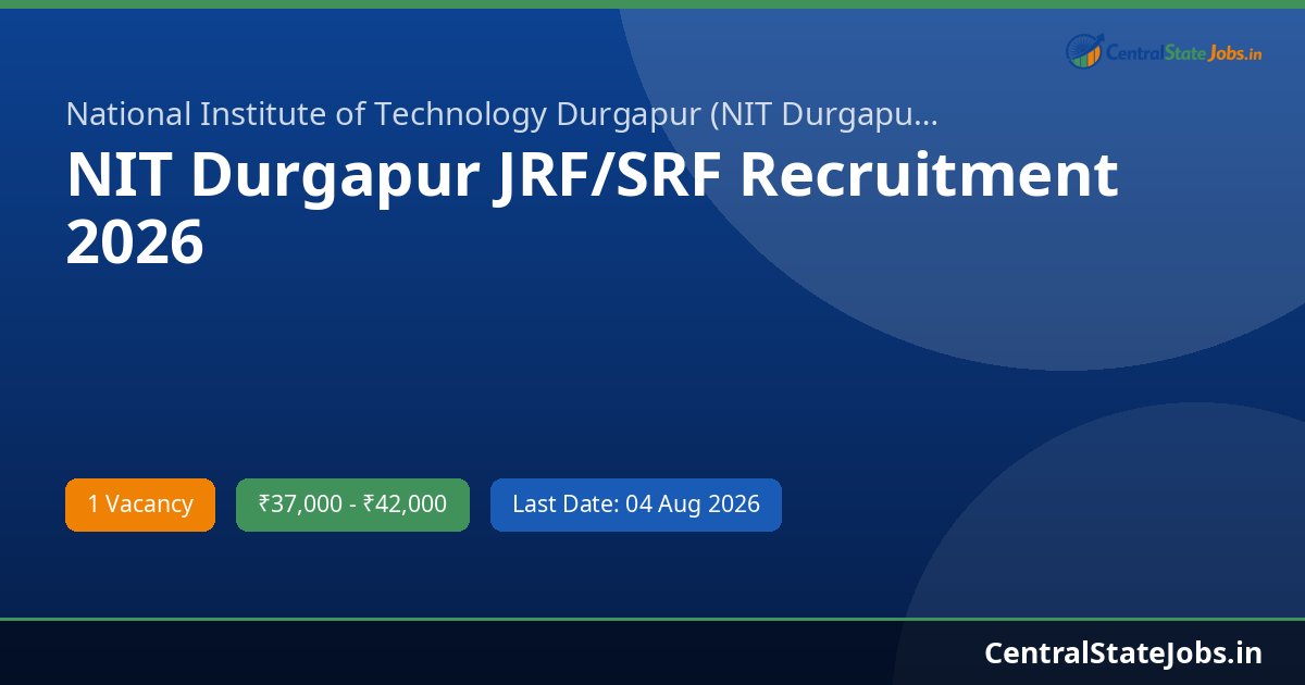 NIT Durgapur JRF/SRF Recruitment 2026