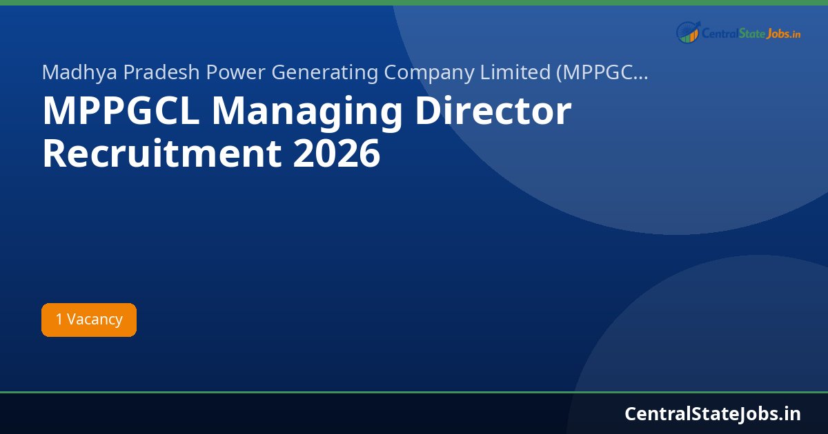 MPPGCL Managing Director Recruitment 2026