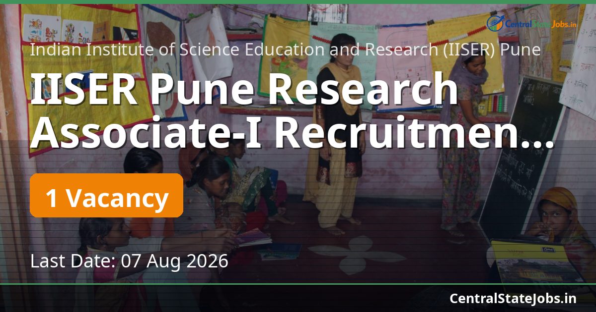 IISER Pune Research Associate-I Recruitment 2026