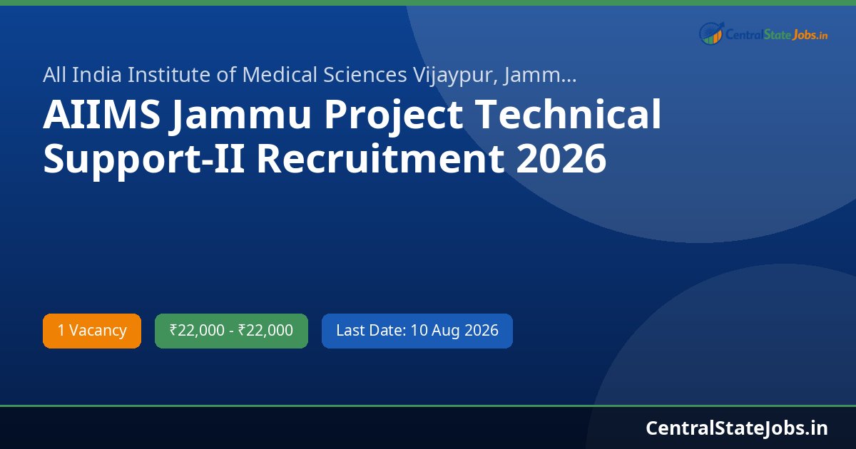 AIIMS Jammu Project Technical Support-II Recruitment 2026