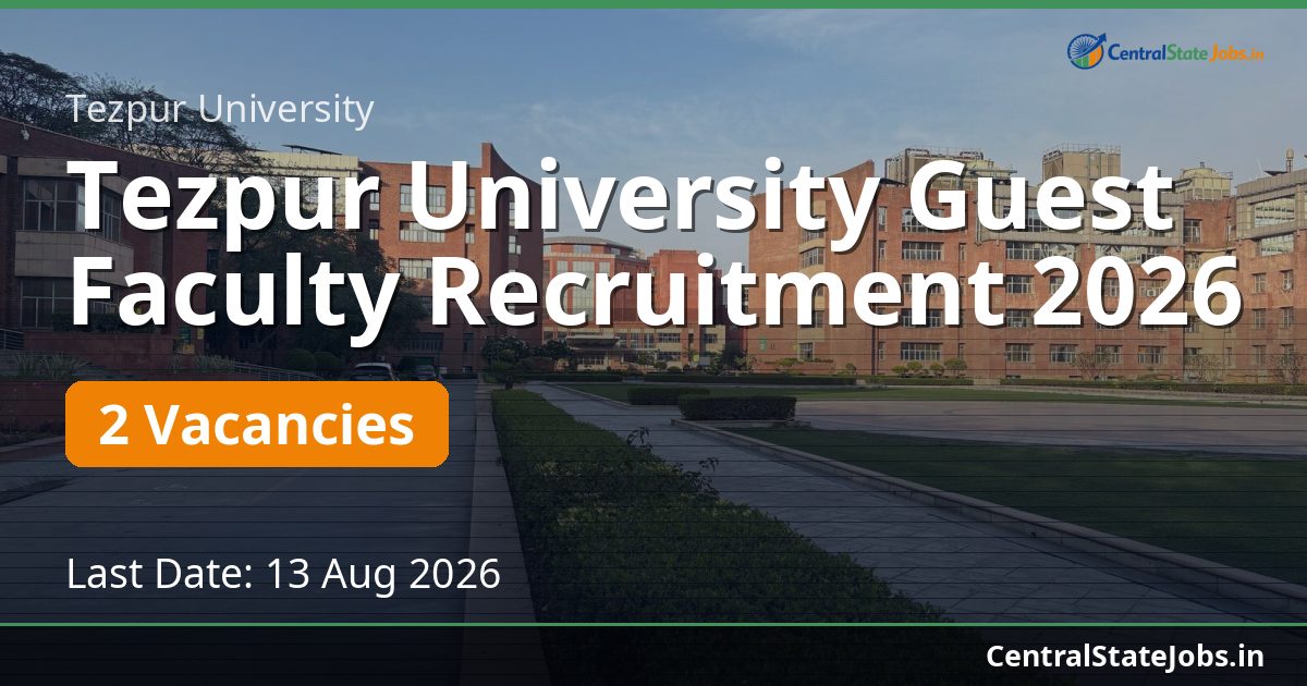 Tezpur University Guest Faculty Recruitment 2026